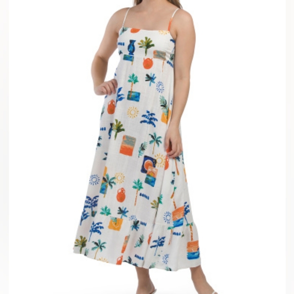 NWT - Linen Blend "Label of Love" Smocked Back Ruffle Hem Maxi Dress - Size XL - Picture 1 of 16